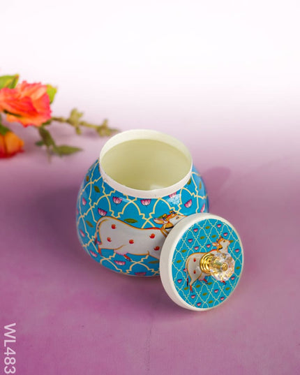 Pichwai Dryfruit Jar with Tray - WL4838 Dry Fruit Box