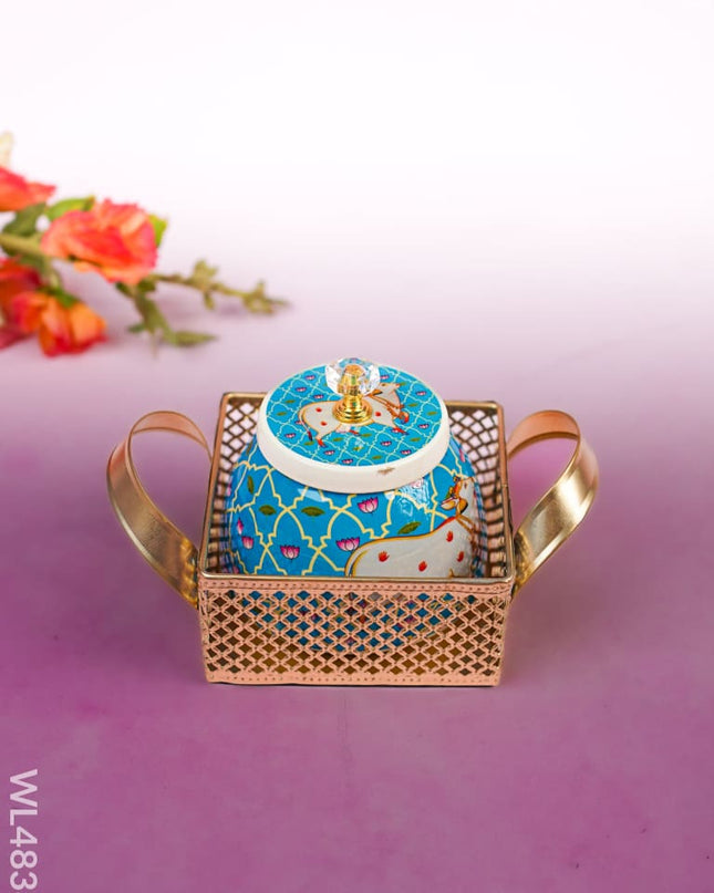 Pichwai Dryfruit Jar with Tray - WL4838 Dry Fruit Box