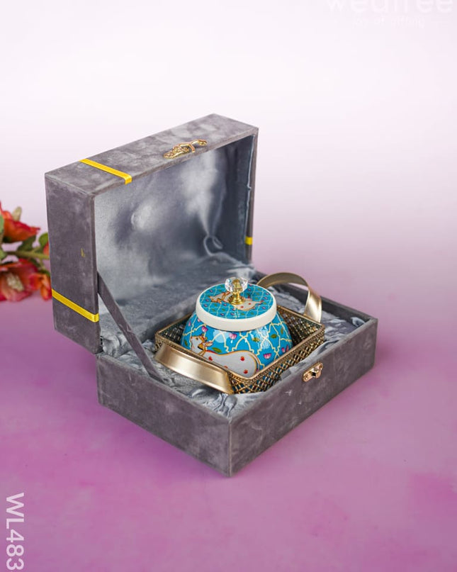 Pichwai Dryfruit Jar with Tray - WL4838 Dry Fruit Box