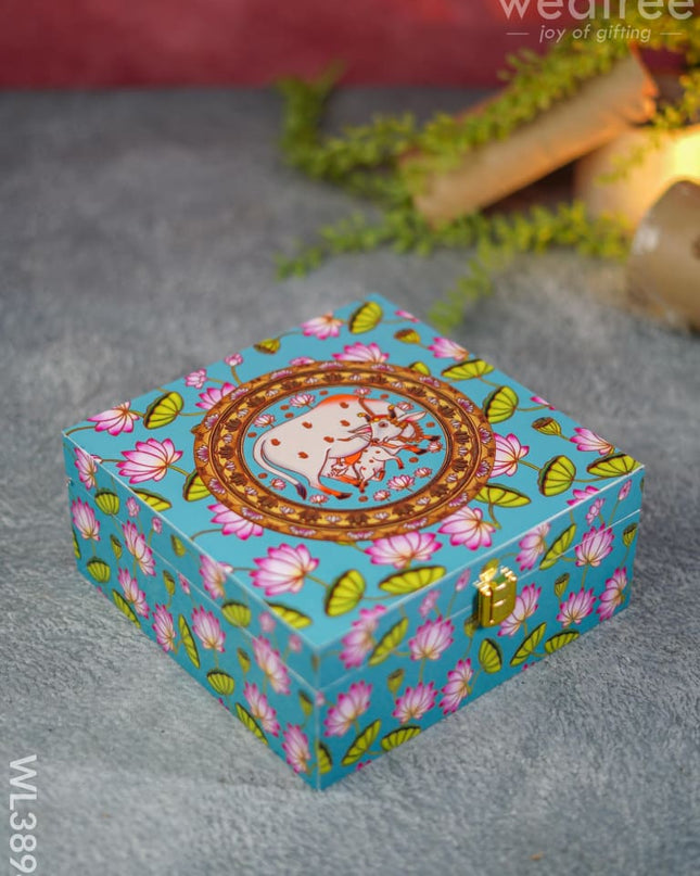 Pichwai Floral Dry Fruit Box With 4 Partions - Wl3894