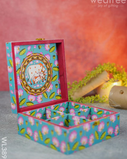 Pichwai Floral Dry Fruit Box With 4 Partions - Wl3894