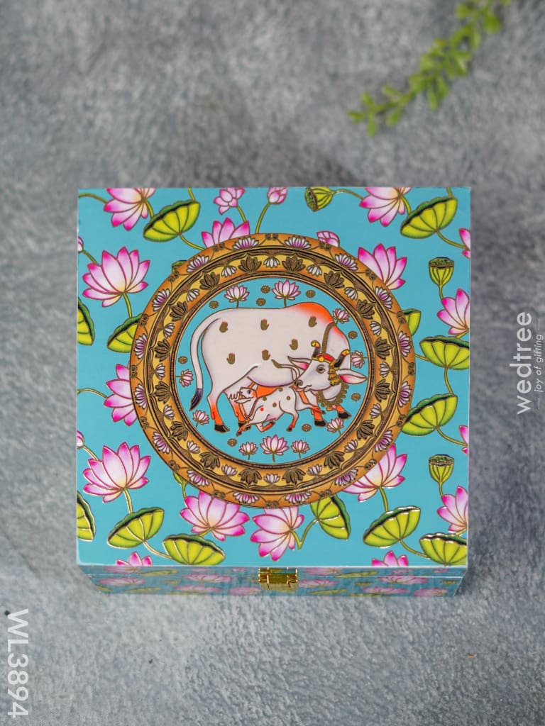 Pichwai Floral Dry Fruit Box With 4 Partions - Wl3894