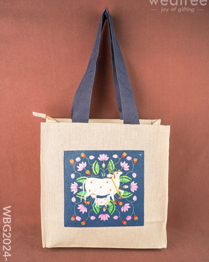 Pichwai Jute Bag - Blue - WBG2024-1 - Cloth Bags