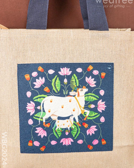 Pichwai Jute Bag - Blue - WBG2024-1 - Cloth Bags