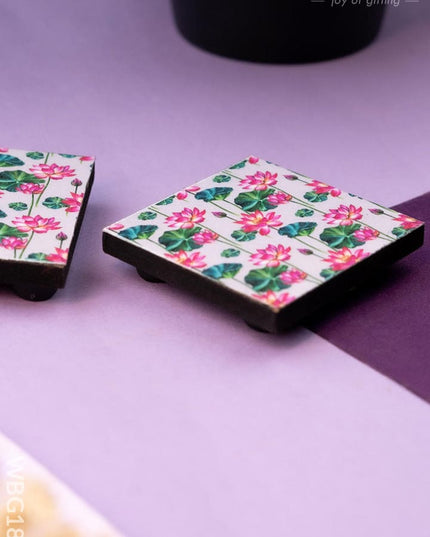 Pichwai Lotus Design Glitter Manai - 2.5 inch - WBG1888 - Manai RG