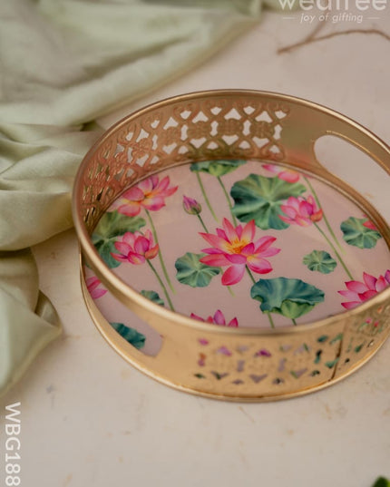 Pichwai Metal Tray - 6 inch - WBG1882 - Trays & Plates RG