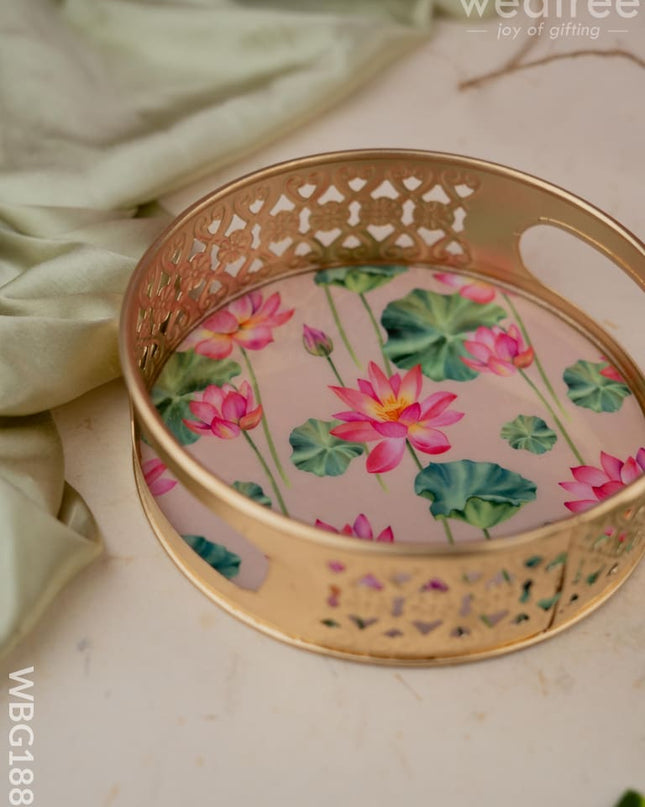 Pichwai Metal Tray - 6 inch - WBG1882 - Trays & Plates RG