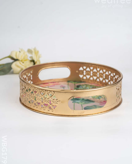 Pichwai Metal Tray - 8 inch - WBG1791 - Trays & Plates RG