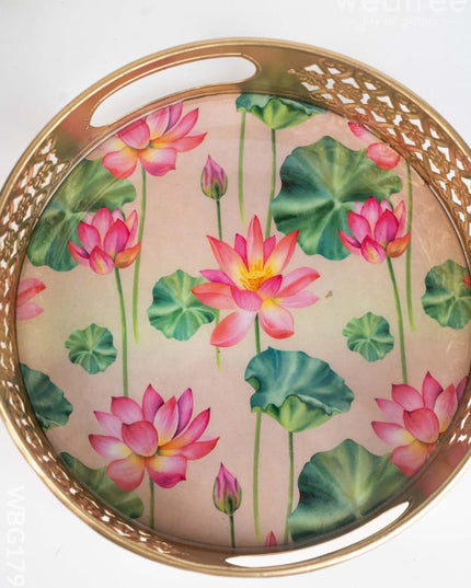 Pichwai Metal Tray - 8 inch - WBG1791 - Trays & Plates RG