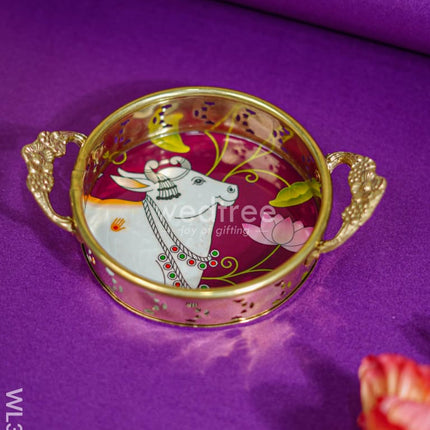 Pichwai Printed Brass Tray - 6 Inch Wl3923 Utility
