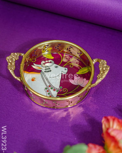 Pichwai Printed Brass Tray - 6 Inch Wl3923 Utility