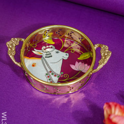 Pichwai Printed Brass Tray - 6 Inch Wl3923 Utility