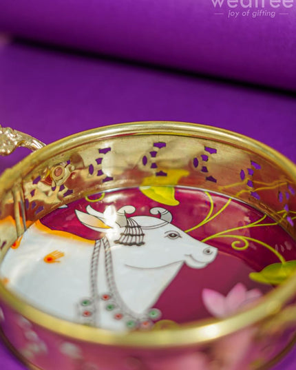Pichwai Printed Brass Tray - 6 Inch Wl3923 Utility