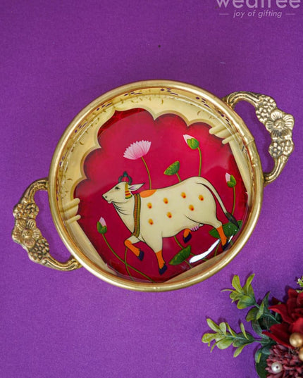 Pichwai Printed Brass Tray - 6 Inch Wl3923 Utility