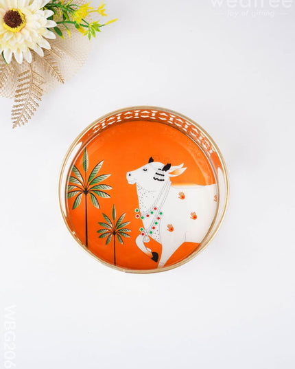 Pichwai Printed Tray - 6 inch - WBG2060 - Trays & Plates RG