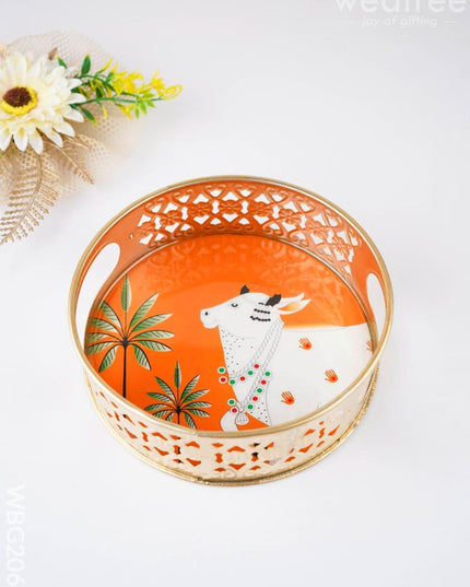 Pichwai Printed Tray - 6 inch - WBG2060 - Trays & Plates RG
