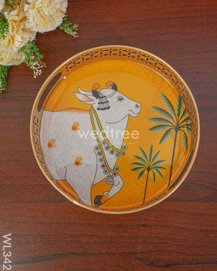 Pichwai Tray - Set Of 2 Wl3420 Metal Decor Utility