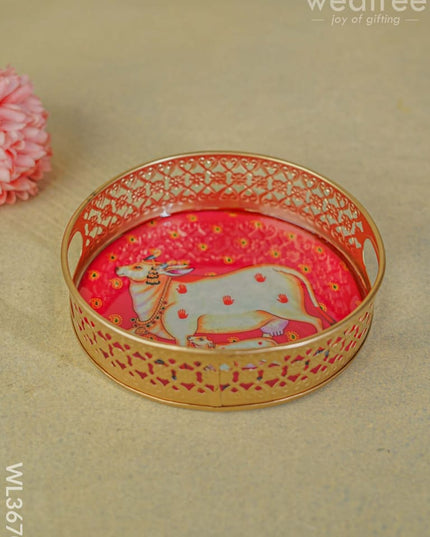 Pichwai Printed Tray - Set Of 2 Wl3670 Metal Decor Utility