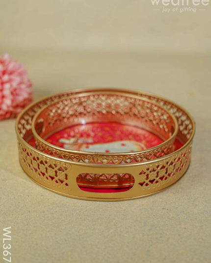 Pichwai Printed Tray - Set Of 2 Wl3670 Metal Decor Utility