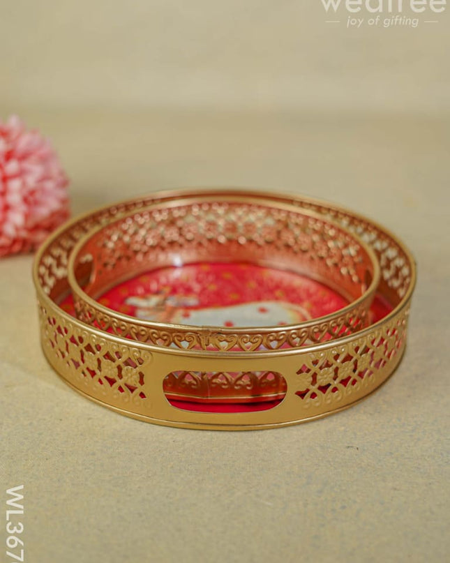 Pichwai Printed Tray - Set Of 2 Wl3670 Metal Decor Utility