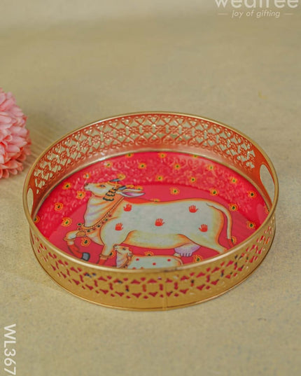 Pichwai Printed Tray - Set Of 2 Wl3670 Metal Decor Utility