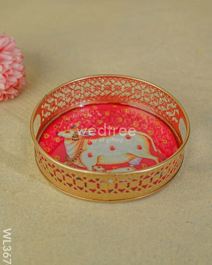 Pichwai Printed Tray - Set Of 2 Wl3670 Metal Decor Utility