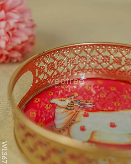 Pichwai Printed Tray - Set Of 2 Wl3670 Metal Decor Utility