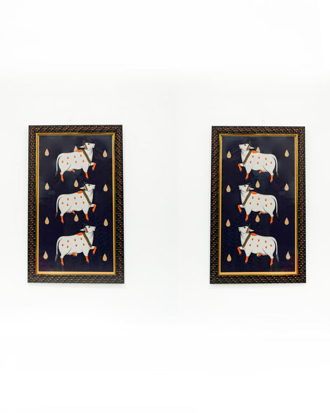 Pichwai Printed Cow Frames - 17 X 10 Inch Set Of 2 Wl4557