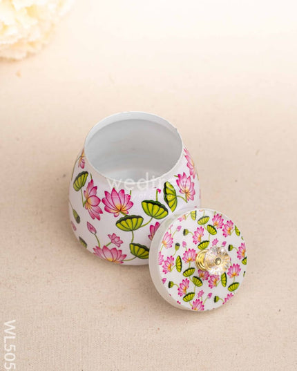 Pichwai Themed Metal Tray with Dry Fruit Jar and Diya Set - WL5054 Metal Decor Utility