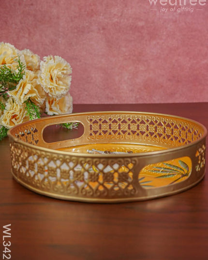 Pichwai Tray - Set Of 2 Wl3420 Metal Decor Utility