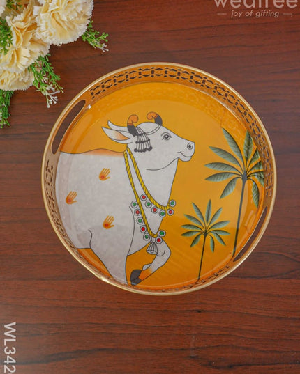 Pichwai Tray - Set Of 2 Wl3420 Metal Decor Utility