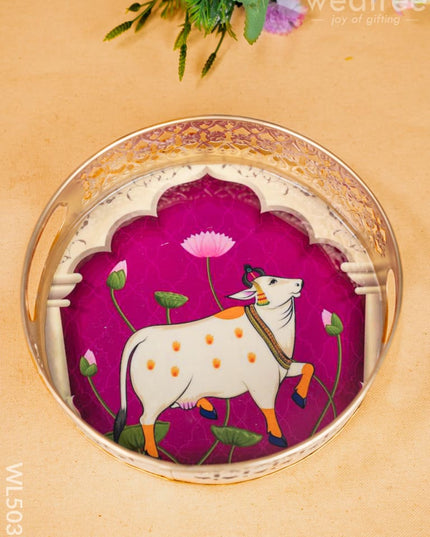 Pichwai Tray with Dry Fruit Jar (Set of 2) - WL5035 Dry Fruit Box