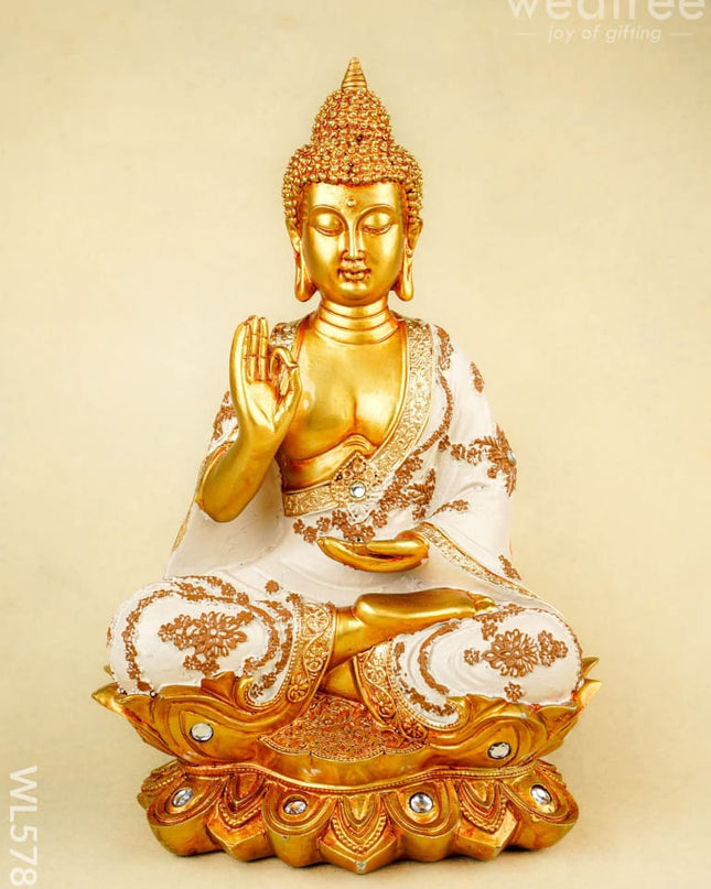 Polyresin Buddha on Lotus - 12 inch - WL5789 - Showpieces