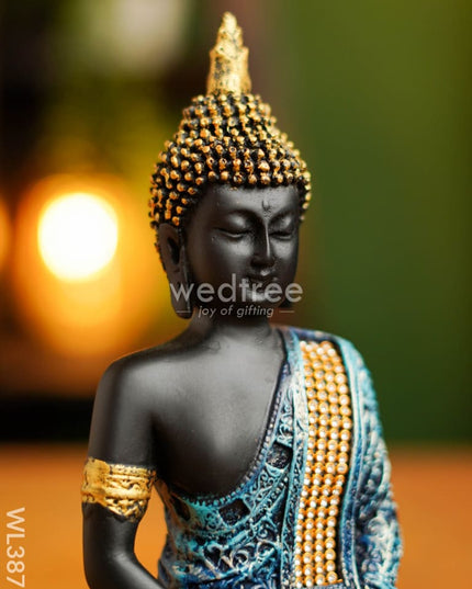 Polyresin Buddha On Podium - 9.5 Inch Wl3873 Showpieces