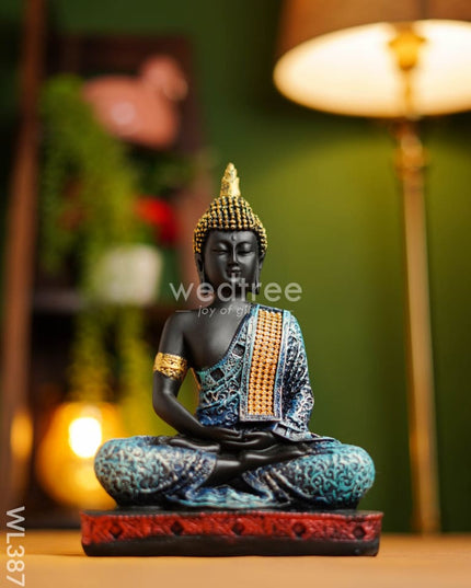 Polyresin Buddha On Podium - 9.5 Inch Wl3873 Showpieces