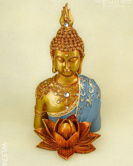 Polyresin Buddha with Lotus - 11 inch - WL5741 - Showpieces