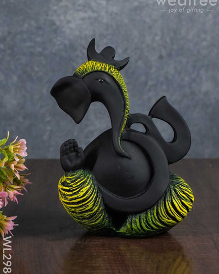 Polyresin Ganesha Idol - Black Matte Wl2984 Showpieces
