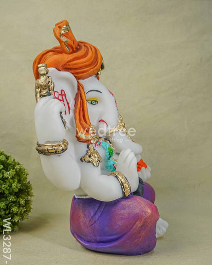 Polyresin Ganesha Idol For Good Luck - White Wl3287-3 Showpieces