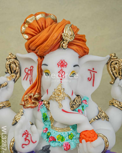 Polyresin Ganesha Idol For Good Luck - White Wl3287-3 Showpieces