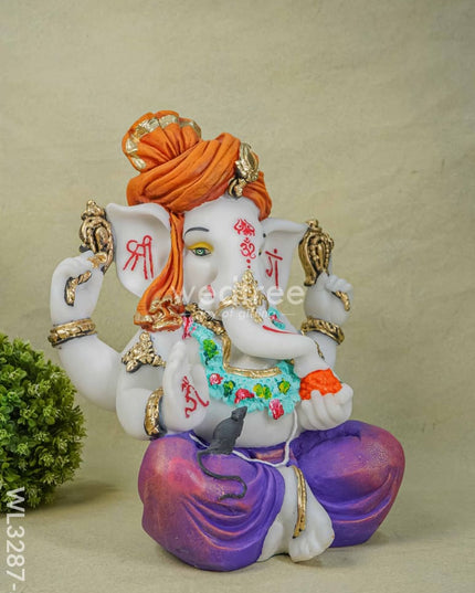 Polyresin Ganesha Idol For Good Luck - White Wl3287-3 Showpieces