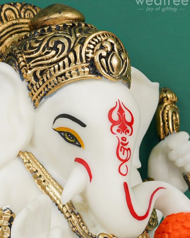 Polyresin Ganesha Idol For Good Luck - White Wl4540 Showpieces