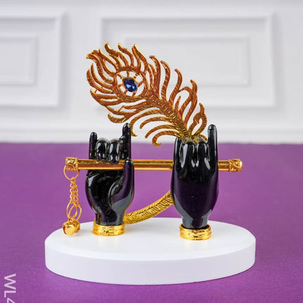 Polyresin Krishna Hand with Flute - Black - WL4698-2 - Showpieces