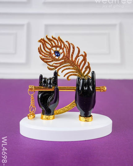 Polyresin Krishna Hand with Flute - Black - WL4698-2 - Showpieces