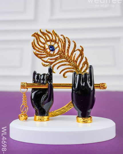 Polyresin Krishna Hand with Flute - Black - WL4698-2 - Showpieces