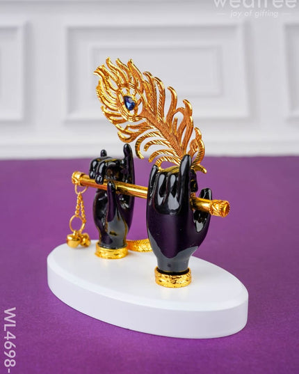 Polyresin Krishna Hand with Flute - Black - WL4698-2 - Showpieces