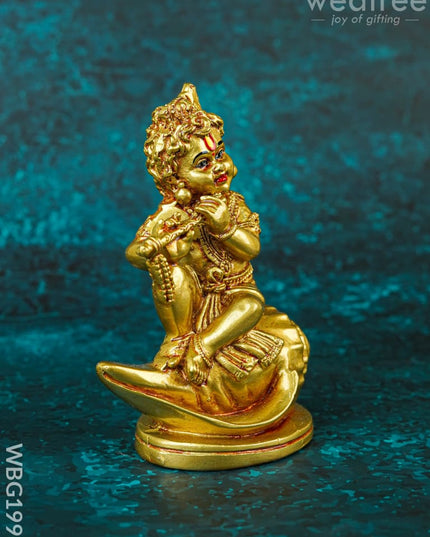 Polyresin Krishna with Shell Idol - 5 inch - WBG1997 - Polyresin Figurine - RG