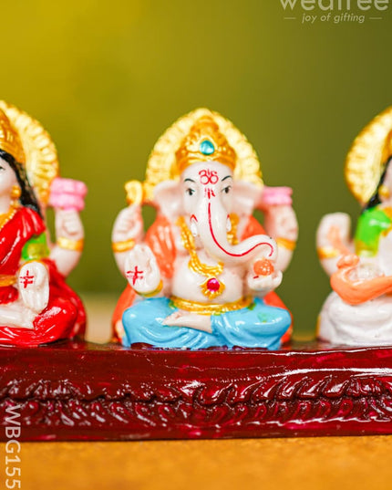 Polyresin Lakshmi-Ganesha-Saraswathi Idol - Wbg1551 Figurine Rg