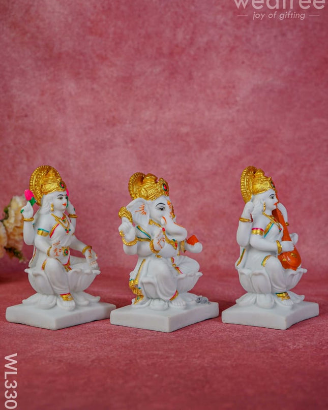 Polyresin Lakshmi Ganesha Saraswathi - Set Of 2 Wl3301 Showpieces