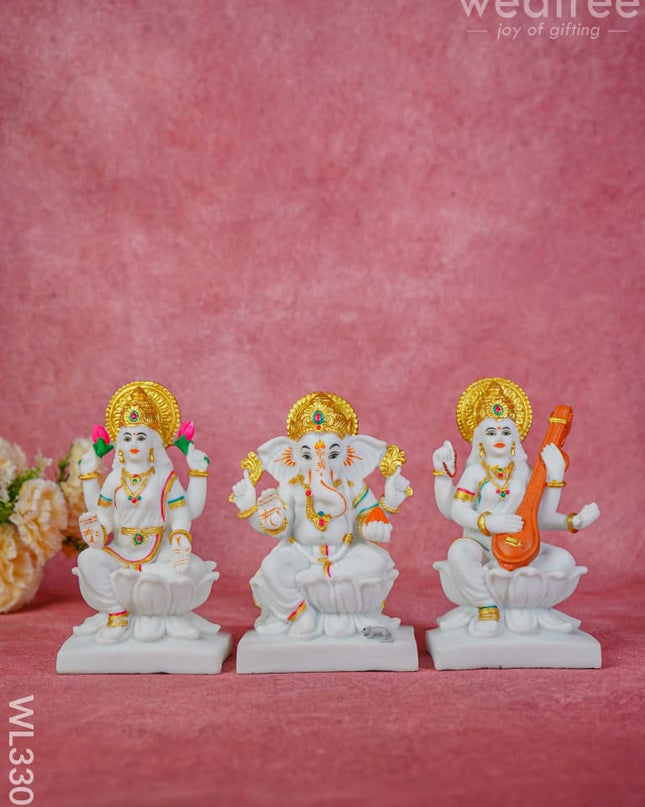 Polyresin Lakshmi Ganesha Saraswathi - Set Of 2 Wl3301 Showpieces