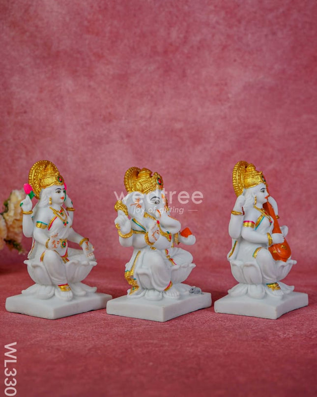 Polyresin Lakshmi Ganesha Saraswathi - Set Of 2 Wl3301 Showpieces